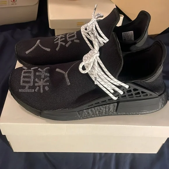 Adidas Hu NMD size 11.5 triple black, Pharrell, Gently used 9.5/10 - Picture 2 of 8